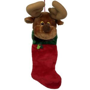Enesco Christmas Stocking Reindeer Moose Plush 3D Holy 25"